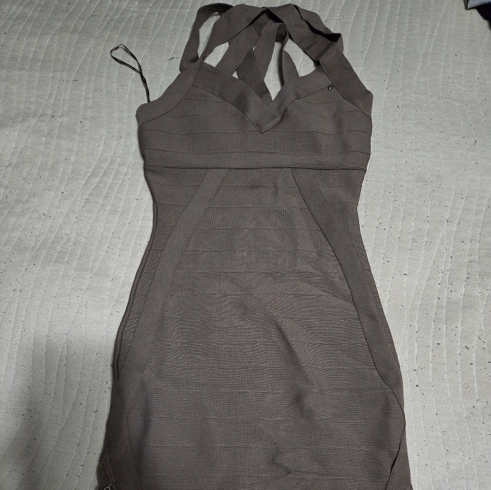 Guess Coffee Bodycon Caged Dress
